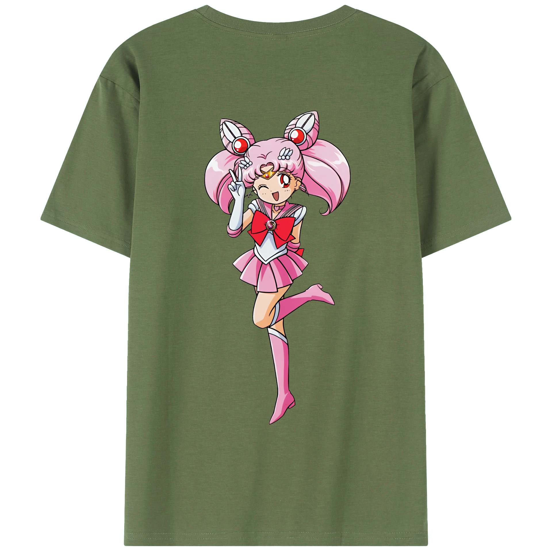 （画像用） 美少女戦士セーラームーン ちびうさ Sailor Moon Chibiusa Tsukino Usagi Small Lady Serenity 綿100％ メンズ半袖Tシャツ（バックプリント） 通気性
